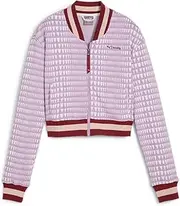 [PUMA] Womens Cropped Jacket X Lemlem Athletic Outerwear Casual Full Zip Lightweight - Purple, White