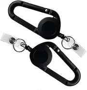 2PCS Retractable Badge Holder, Security ID Pull Key Tag Clip, Doctor Card Holders, Durable ABS Material, Black