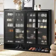Oikiture Shoe Rack Cabinet 7-Tier Shoe Storage Cabinet with 4 Door and Open Shelf for Closet Hallway Bedroom Entryway