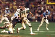 New York Jets John Riggins in action, fumble vs Houston Oile - 1972 Old Photo