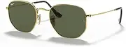 [Ray-Ban] Hexagonal Non Polarised Sunglasses, RB3548N, Arista Gold & G-15 Green, 54mm
