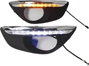 LED DRL Daytime Running Light Front Grilles Lamps with Turn Signal Assembly Accessories Compatible With Hyundai Santa Fe 2010 2011 2012