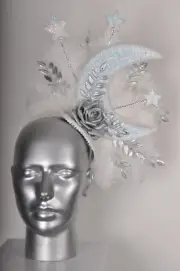 White Cream Pearl Silver Rose Star Moon Galaxy Space Glitter Feather Fascinat...