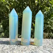 Natural Opalite Tower Point Hexagonal Obelisk Healing Chakra Crystal Mineral