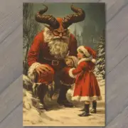FLATCARD Krampus Santa Strange Child Christmas Winter Unusual Fun Vintage Vibe