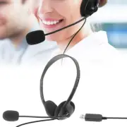 USB Headset Headphones Wired w/ Microphone MIC for Call PC Computer Laptop NEW