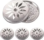 YUNAI 4Pcs Mosquito Coil Holder, Sandalwood Coil Holder Mosquito Coil Incense Burner with Lid for Home, Outdoor, Camping, Hiking and Fishing, Silver