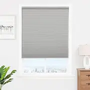 Joydeco No Tools No Drill Window Blinds for Indoor Windows, Blackout Shades Cellular Shades Cordless, No Drill Blinds for Windows, Window Shades for Home, Bedrooms, Doors (Grey, 31" W x 64" H)