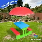 Multi-Colour Kids Picnic Table w/Umbrella Set Outdoor Indoor Bench Chair
