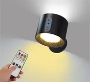 Glowright Lights Double-Sided Wall Lights 3 Color Temperatures Dimmable Magnetic 360° Rotation Cordless Adjustable Light(Black)