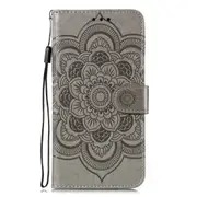 For Samsung Galaxy S20 Ultra Case, Mandala Emboss PU Leather Wallet Cover, Grey