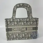 BRAND楓月 CHRISTIAN DIOR CD 迪奧 S5475ZRIW 灰色帆布BOOK TOTE 迷你 手提包