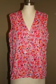 NWT TAHARI SLEEVELESS FLORAL TOP SHIRT METALLIC SHINY THREAD DETAIL - MEDIUM 4 6