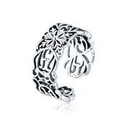 Sterling Silver Metal Snowflake Adjustable Hypoallergenic Ring
