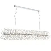 Lerida Chrome 18 Light Bench Pendants Rectangle Crystal Chandelier Lights Telbix Lighting
