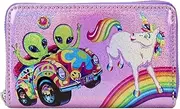[Loungefly] Lisa Frank Holographic Glitter Color Block Zip Around Wallet, 4-Inch