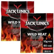 Jack Link's 100% Beef Jerky WILD HEAT Extra Hot! Smoked 2.85 oz 2 Bags