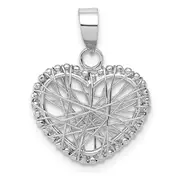 14K White Gold Open Wire Heart Pendant