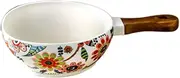 Ceramic Printing Western Cuisine Plate Tableware Steak Dim Sum Plate Color Glaze with Handle Household Creative Fruit Dishes (Color : 005)