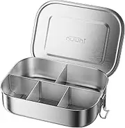NUTUNI 47oz/1400ML Stainless Steel Lunch Box, 5 Compartments Bentobox for Kids or Adults, Metal Bento Box with Lockable Clips, Leakproof Food Storage Container for Work Lunch