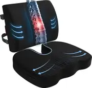 Seat Cushion for Office Chair, Lumbar Support Pillow for Chair, Car Seat Cushion,Washable Coat,Back Support Memory Foam Pillow ,Black Mesh