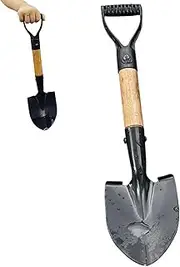 Small Shovels for Digging, Kids Shovel, 14 Inch Metal Round Garden Shovel, Kids Gardening Tools with D-Handle for Camping, Beach, Gardening