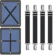 Yoovat Magic Sofa Covers Holder Straps Magic Sofa Couch Covers Sofa Slipcover Holder Clips 10 to 60in(25-160cm) Adjustable Elastic Straps for Sofa Covers Cushion (4 Pcs Black)