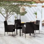 Generic 5 Piece Garden Dining Set Black,3099614