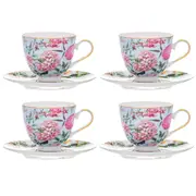 8pc Ashdene Romantic Garden 250ml Coffee Cup Mug & Saucer Set New Bone China