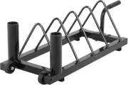 Horizontal Barbell Bumper Plate Rack Holder Olympic Bar Storage Rack with Handle