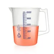 Plastic Beaker Set, 2000ml Measuring Beakers with Handle and Spout, 67.6oz Me...