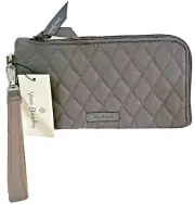 Vera Bradley RFID Tech Wristlet in Microfiber Carbon Gray NWT