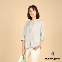 在飛比找momo購物網優惠-【Hush Puppies】女裝 襯衫 輕薄開襟寬袖連帽襯衫