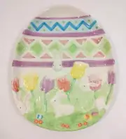 New INSPIRADO Easter EGG PLATE 12" x 9" Hand Painted Ceramic Egg Floral Design