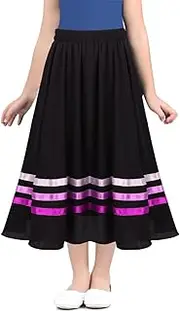 [Hedmy] Kids Girls School Uniform Skirts Casual Striped High Waist Elastic Pull-On Summer Skirts Dance Wear