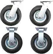 riin 4pcs Set 8Inch Pneumatic Caster Wheel Inflatable Industrial Castor 2Swivel-only + 2Fixed 120kg ea for Trolley Furniture Equipment