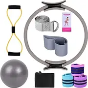 Yoga Sets for Women, Pilates Ring Set - Exercise Ball, Pilates Ring Kit, Multifunctional Stretch Belt, Yoga Bands, Home Equipment for Training