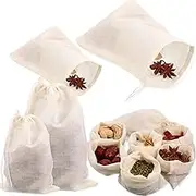 Boao 24 Pcs Spice Cooking Cheesecloth Bags for Straining Reusable Empty Tea Drawstring Soup Muslin Bags(3 x 4 Inch, 6 x 8 Inch)