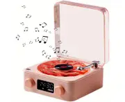 2025 Portable Wireless Vinyl Player - Stereo Music Speaker with USB Charging, Water Ripple Design, 1500mAh Rechargeable - Ideal Gift for Her - Pink