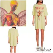 Daydreamer Nirvana Graphic Tee Shirt Crew Neck Short Sleeve Dress Small NWT