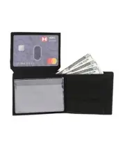 KIDS BOYS SLIM COMPACT COIN POCKET BIFOLD WALLET BLACK BY LEATHERBOSS