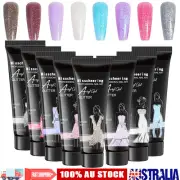8 Color POLY Nail GEL Glitter UV LED Quick Extension Builder Tube Nail Art Set