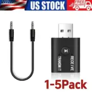Bluetooth 5.0 2in1 Transmitter Receiver Car Wireless Audio Adapter USB 3.5mm Aux