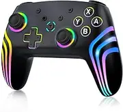 Wireless Controller for Switch/Lite/OLED Console, Switch Pro Controller with Color Changing RGB Lighting/Dual Vibration/6 Axis Gyroscope/Turbo/Wake Up, Ergonomically Designed Precise Gamepad