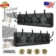 Rustic Wall Coat Rack with 5 Durable Hooks - Perfect for Entryways & More