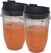 2pcs Replacement 18oz Jar cup with Sip N Seal Flip Lids，Compatible with 900w 1000w Nutri Ninja Blender Auto iQ 900w 1000w& Nutri Ninja Blender Auto iQ series (