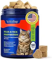 YoYoBay Flea & Tick Prevention For Cats Chewable - 180 Soft Chews Flea Treatment For Cats, Salmon & Blueberry Flavor - Flea Treatment For Cats, Defe