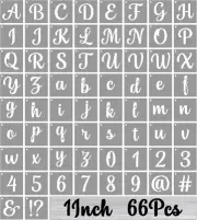 1 Inch Alphabet Letter Stencils, 66 Pcs Reusable Plastic Template Kit