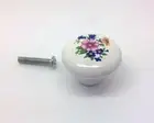 Cupboard Cabinet Drawer Door Pull Handle Knob Ceramic Flowers White GBM