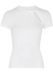 Helmut Lang Cut-out Ribbed Cotton top - White - M (UK12 / M) M (UK12 / M)